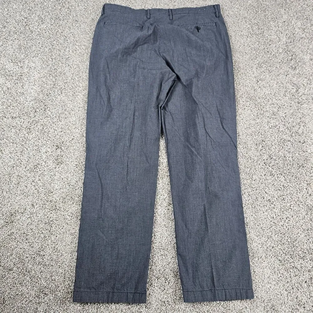 J Crew Pants Mens 34x29 Black Grid Check Bedford Slim Tapered Lightweight Cotton